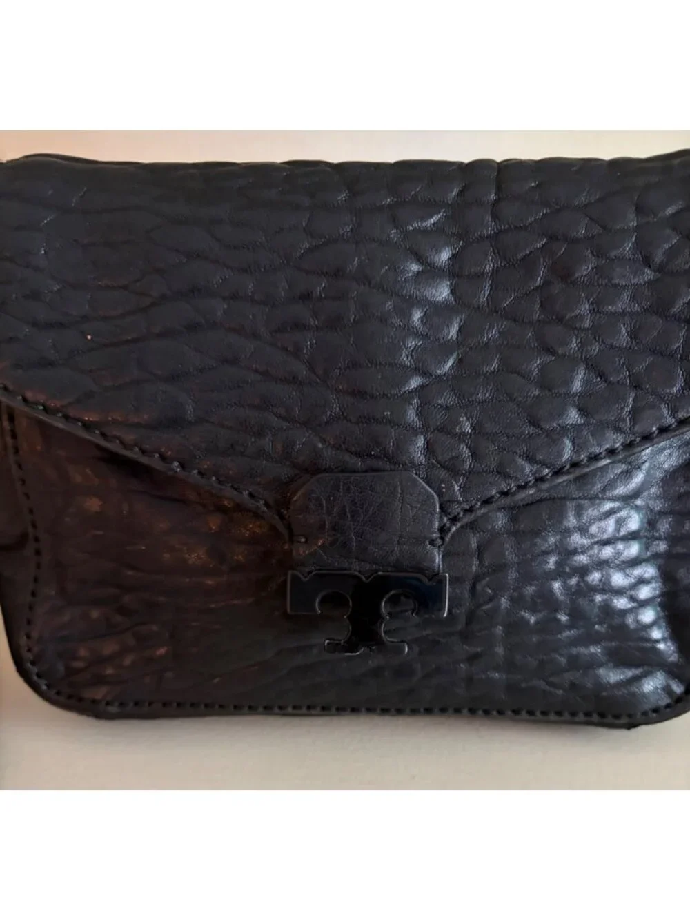 Tory Burch Parkan Crossbody Black Pebbled Handbag